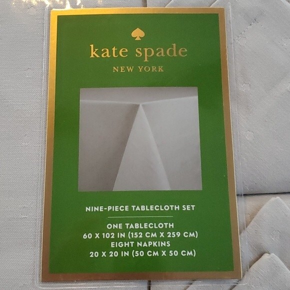 NWT Kate Spade Tablecloth & 8 Napkins Set Tan Greige Larabee Dot 60" x 102" - Picture 1 of 5
